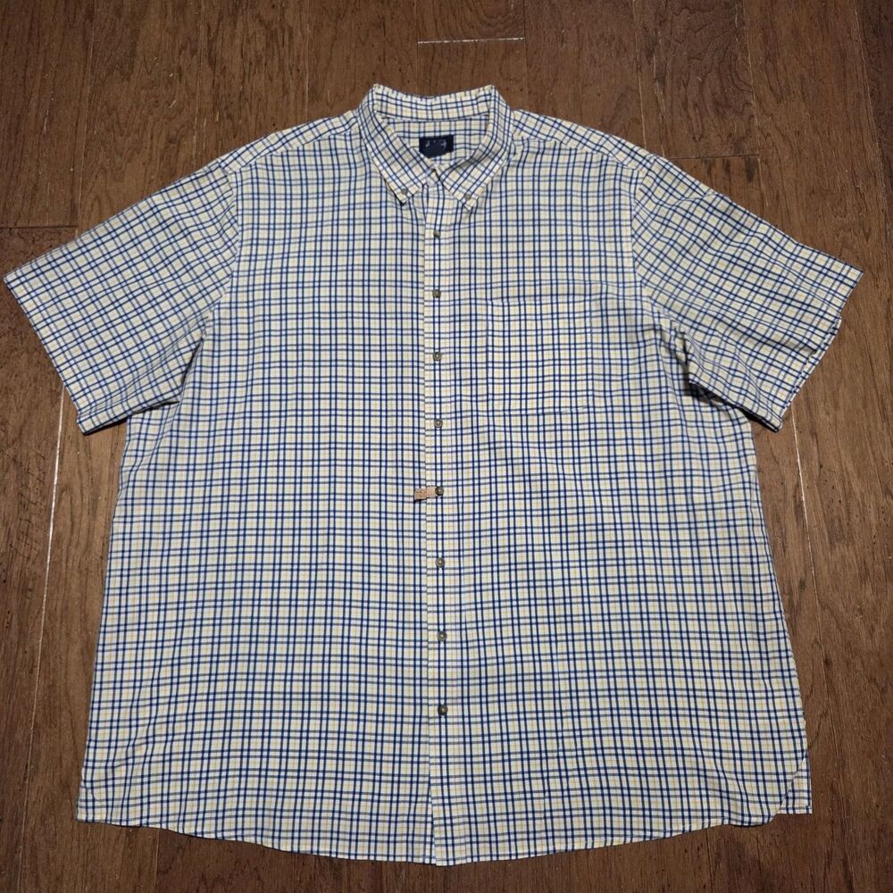 Men's Blue and White Checkered Shirt
